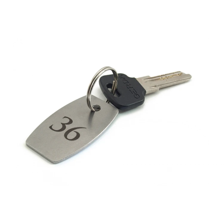 Hotel Schlüsselanhänger - ALFIE Edelstahl 2mm dick - Maße: 50x30mm - BM018