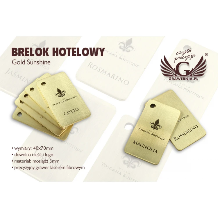 Hotel Schlüsselanhänger - Gold Sunshine Brush 70x40mm - BMZ004