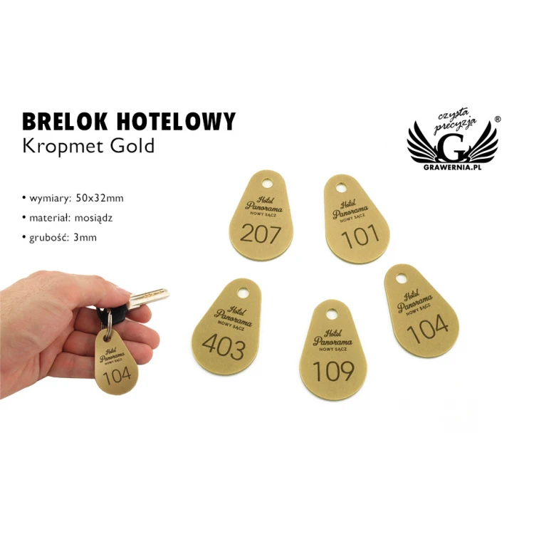 Hotel Schlüsselanhänger - KROPMET Gold 3mm - BMZ003