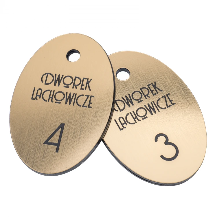 Hotel Schlüsselanhänger - Oval Metallic Gold - Größe 60x40mm - BRL028