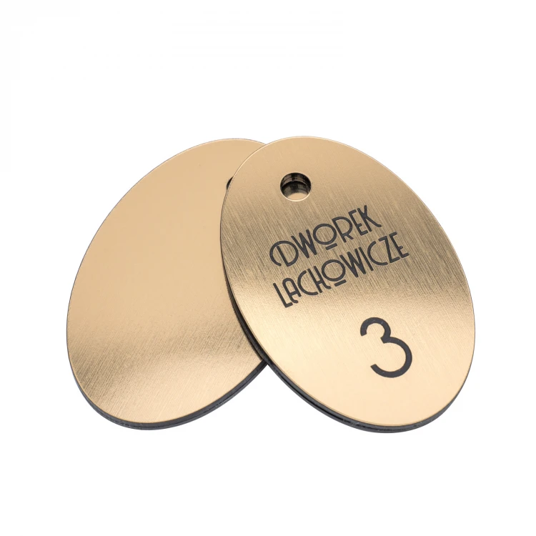 Hotel Schlüsselanhänger - Oval Metallic Gold - Größe 60x40mm - BRL028