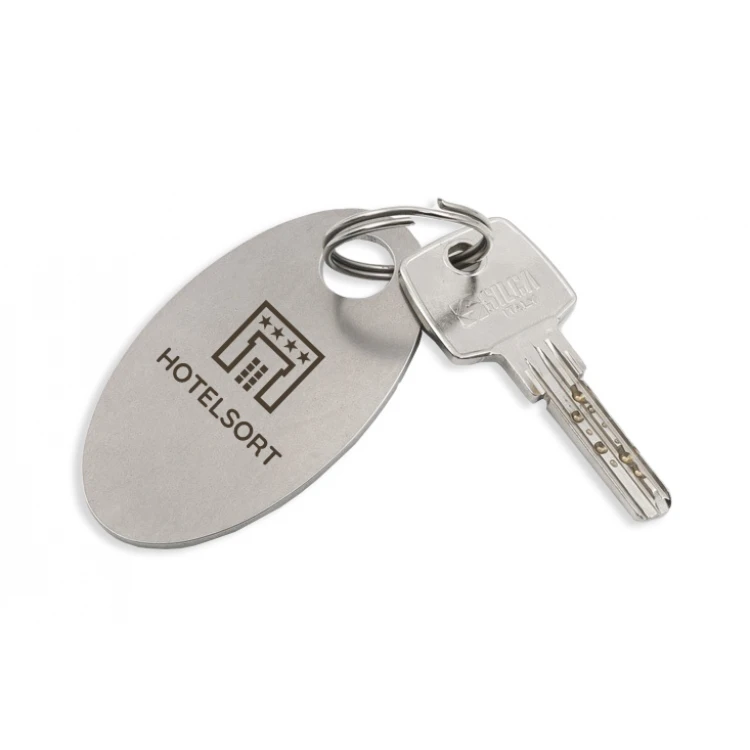Hotel Schlüsselanhänger - OWALMET BIG Stahl 70x40 mm stärke. 2mm - BM037