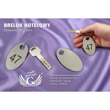 Hotel Schlüsselanhänger - OWALMET BIG SLIM Stahl gr. 1mm - BM021