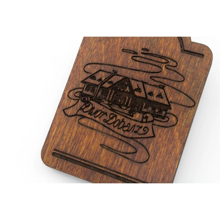 Holz Schlüsselanhänger Mini Retro 4 - Farbe heller Nussbaum - Abmessungen 65x45mm - BD076
