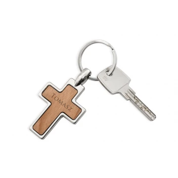 Schlüsselanhänger Kreuz mit individueller Gravur - BP126