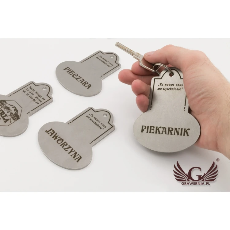 Metallischer Schlüsselanhänger - RETROMET - Stahl 3mm dick, Maße: 95x76mm - BM026
