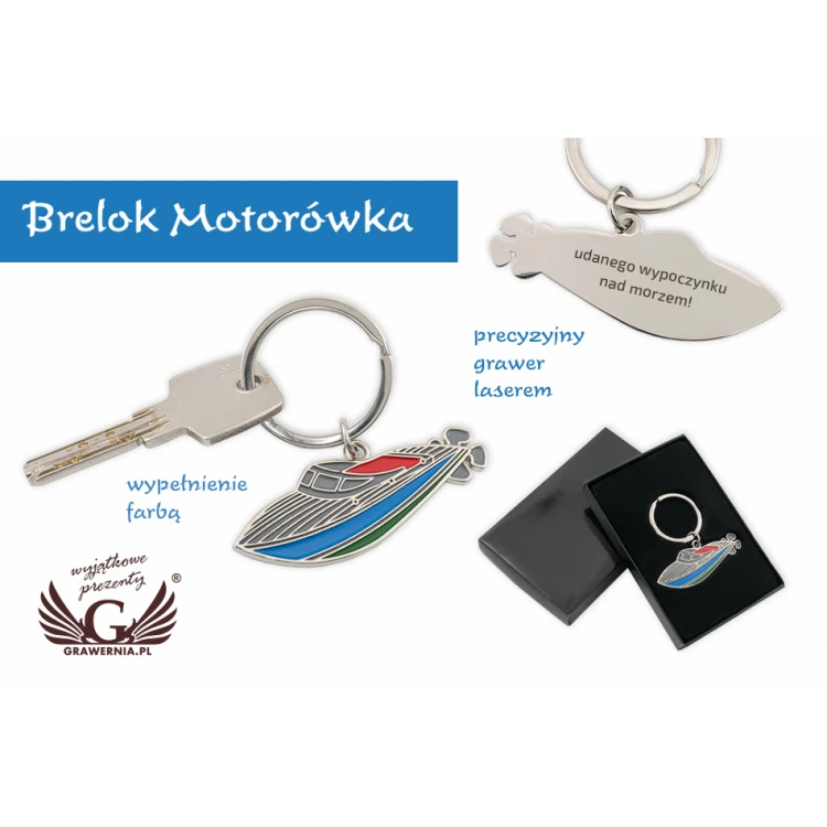 SCHLÜSSELANHÄNGER Motorboot - mit Ihrer Gravur - BP68