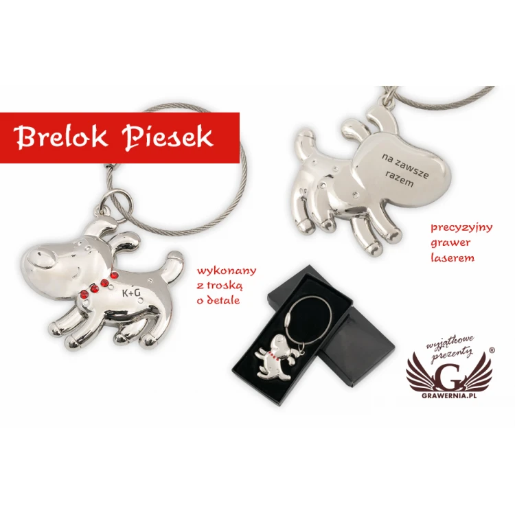 ANHÄNGER Hündchen mit Kristallen - mit Ihrer Gravur - BP69