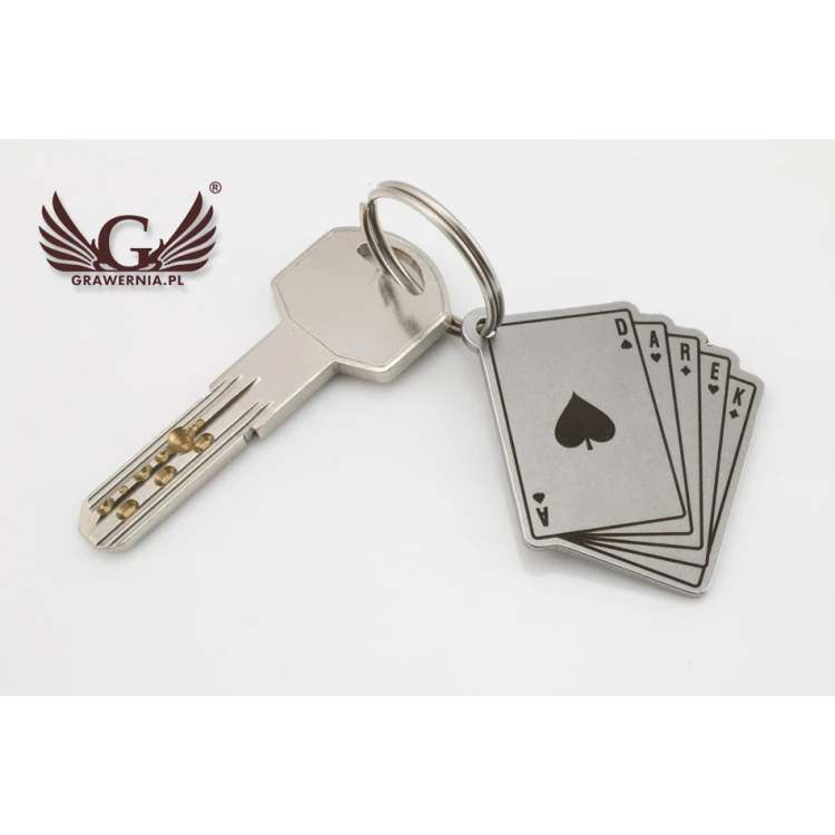 Stahl Schlüsselanhänger Kartenspiel - Lasergraviert - Stahl 3mm dick - BM025
