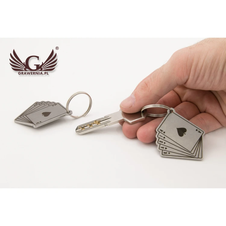 Stahl Schlüsselanhänger Kartenspiel - Lasergraviert - Stahl 3mm dick - BM025