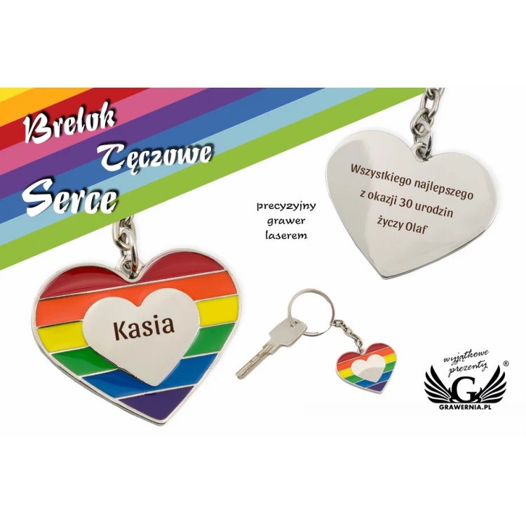SCHLÜSSELANHÄNGER REGENBOGENHERZ mit Ihrer Gravur - BP65