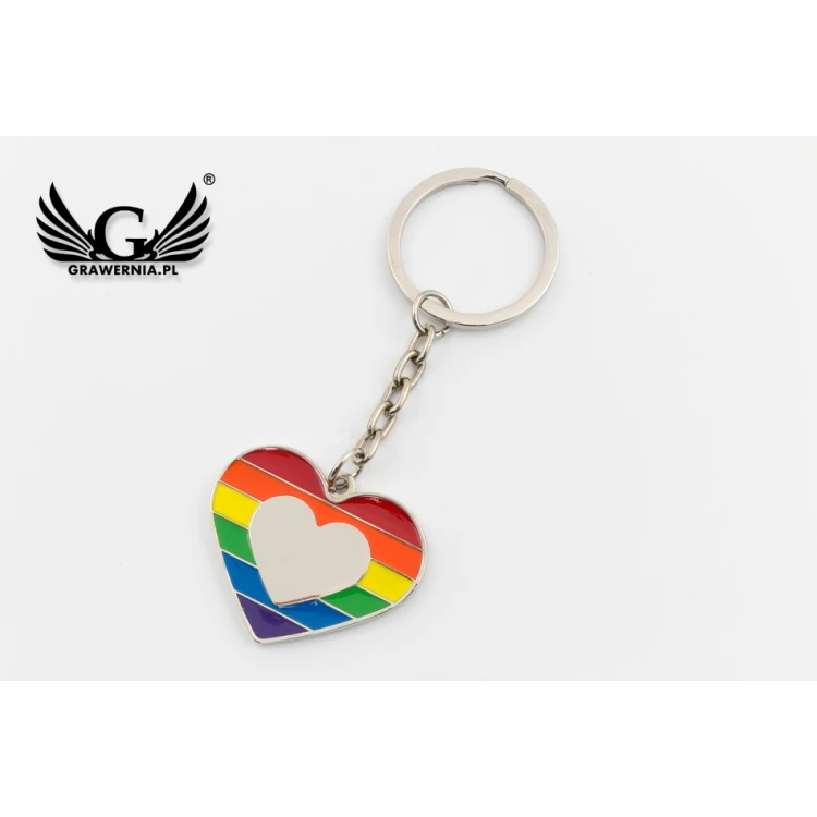 SCHLÜSSELANHÄNGER REGENBOGENHERZ mit Ihrer Gravur - BP65