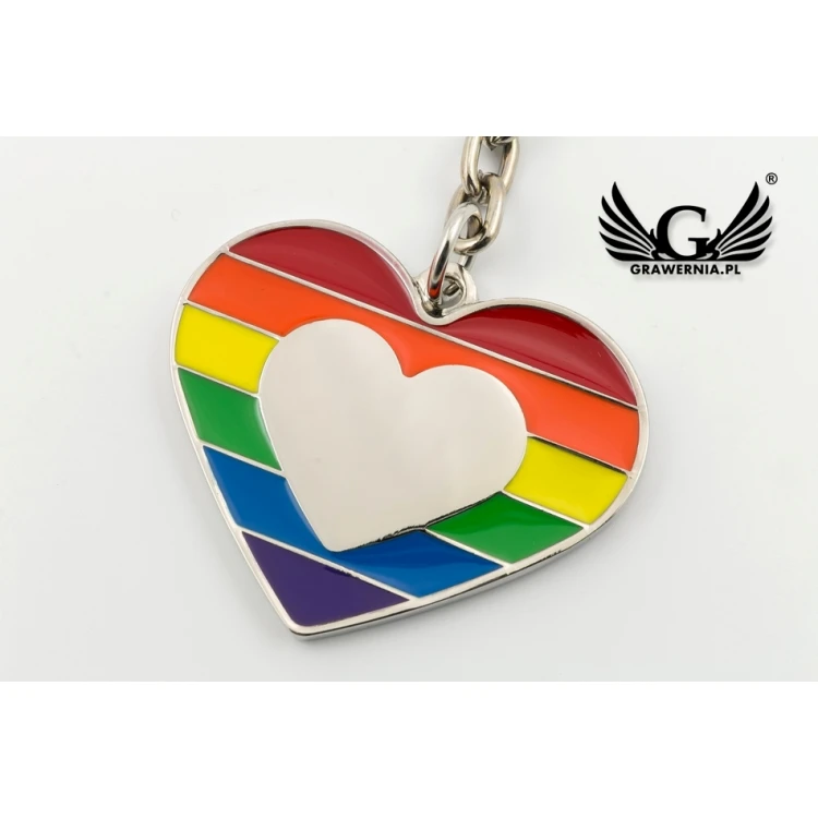 SCHLÜSSELANHÄNGER REGENBOGENHERZ mit Ihrer Gravur - BP65