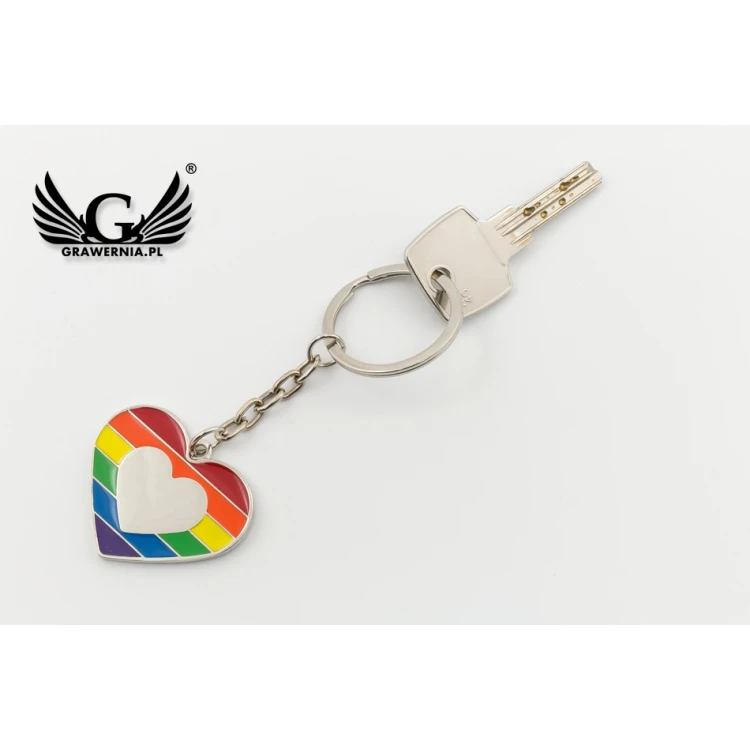 SCHLÜSSELANHÄNGER REGENBOGENHERZ mit Ihrer Gravur - BP65