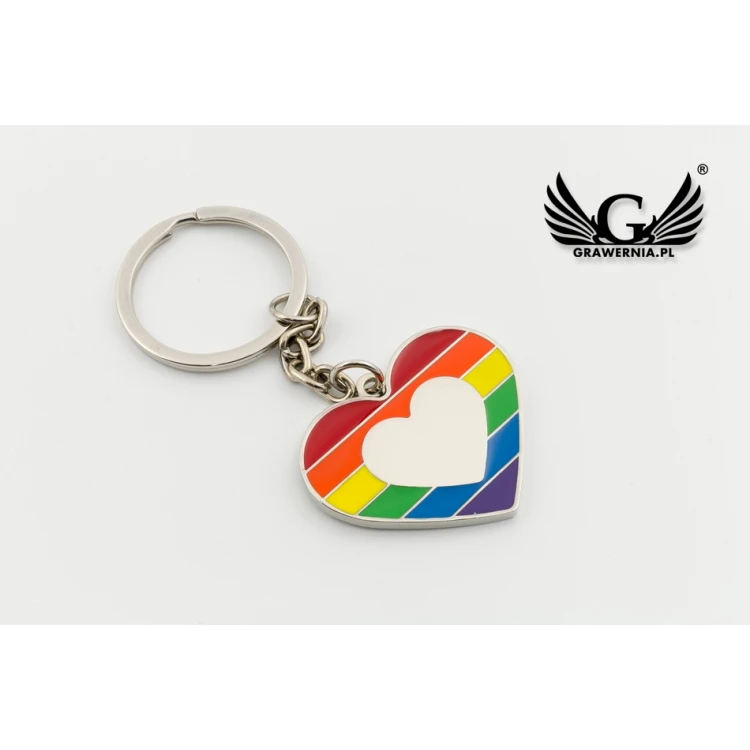 SCHLÜSSELANHÄNGER REGENBOGENHERZ mit Ihrer Gravur - BP65