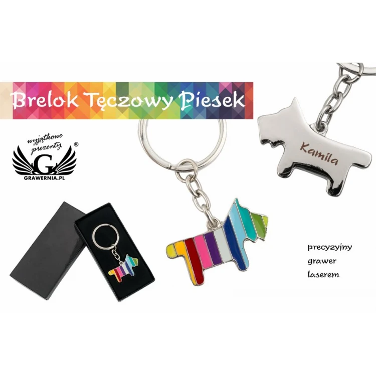 REGENBOGEN HUND ANHÄNGER mit Ihrer Gravur - BP101