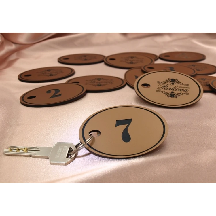Schlüsselanhänger aus Gravierlaminat - OVAL EXTRA KUPFER