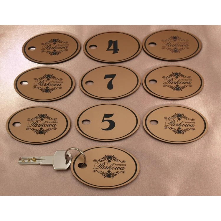 Schlüsselanhänger aus Gravierlaminat - OVAL EXTRA KUPFER