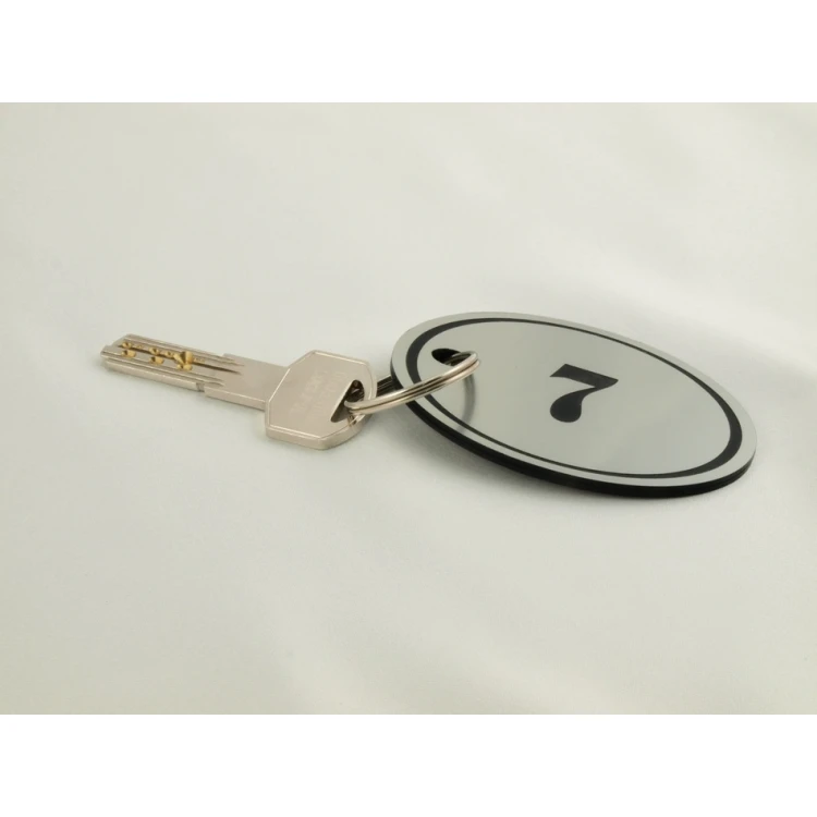 Schlüsselanhänger aus Gravierlaminat - OVAL - SATIN-SILBER