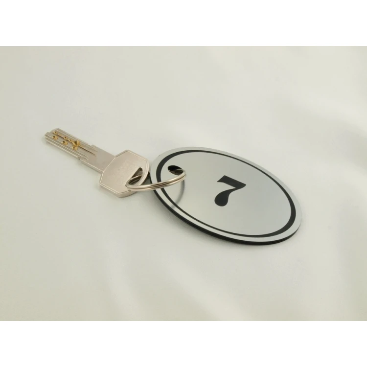 Schlüsselanhänger aus Gravierlaminat - OVAL - SATIN-SILBER