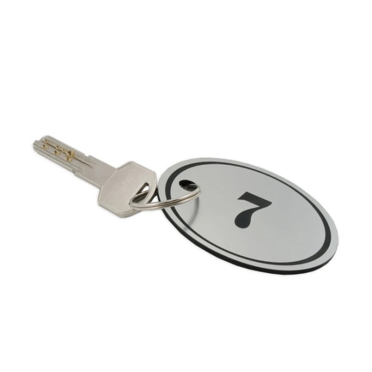 Schlüsselanhänger aus Gravierlaminat - OVAL - SATIN-SILBER