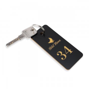 Schlüsselanhänger aus Gravierlaminat - BLACK & GOLD TOMBREL