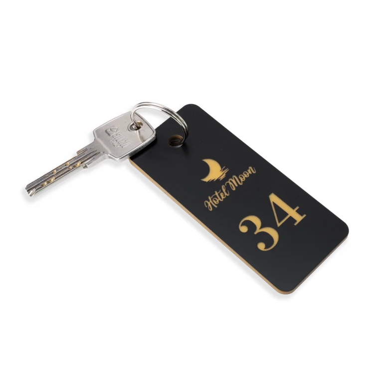 Schlüsselanhänger aus Gravierlaminat - BLACK & GOLD TOMBREL