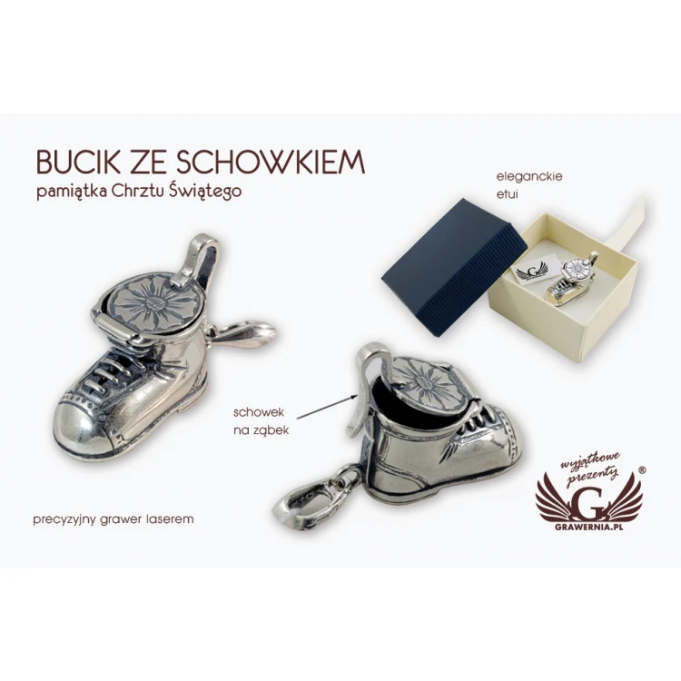 Schuh mit Versteck - SILBER - Taufgedächtnis
