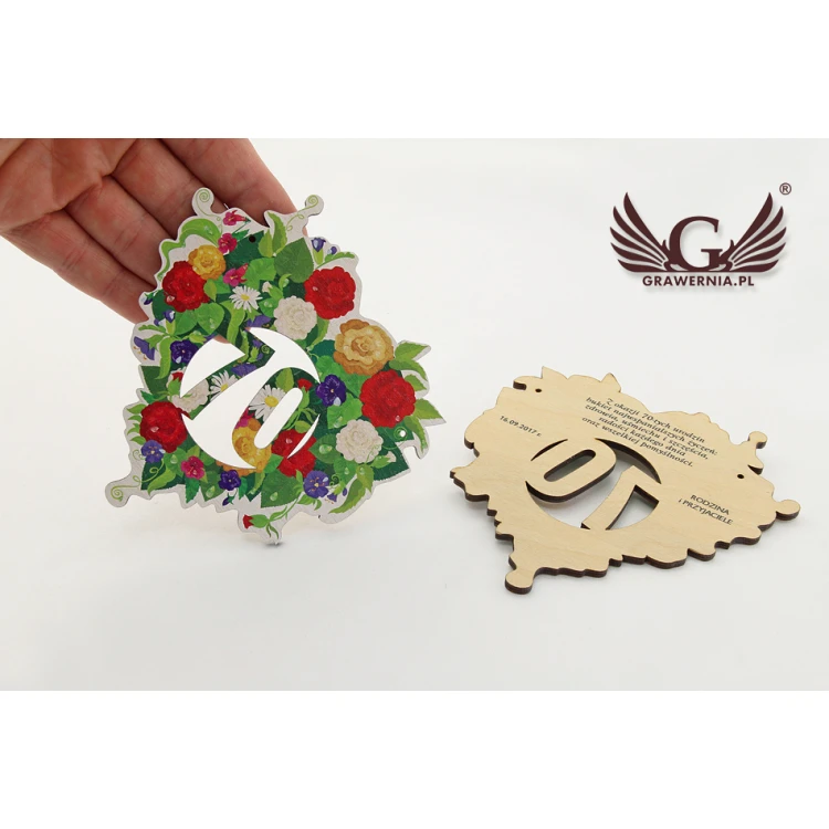Medaille in Form eines Jubiläumsbouquets - farbiger UV-Druck - MGR016