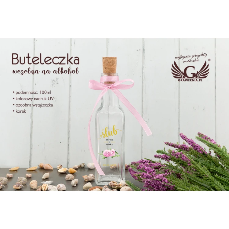 Hochzeitsflasche für Alkohol - UV-Digitaldruck - Kapazität 100ml - BUT007