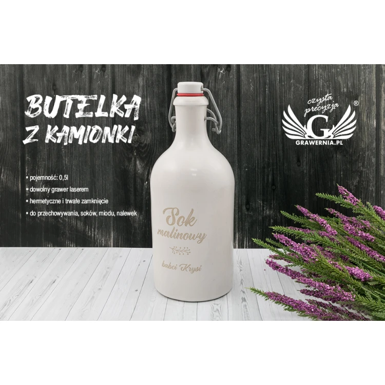 Steingutflasche mit individueller Gravur - Fassungsvermögen: 0,5l - BUT006