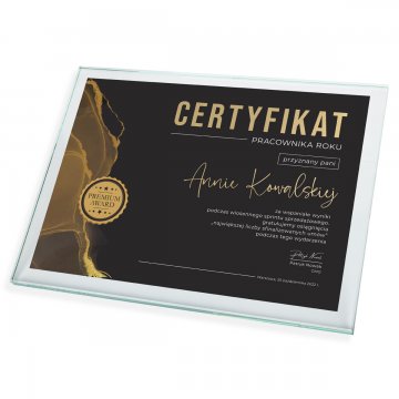 Glaszertifikat - Mitarbeiter des Jahres - horizontal - farbiger UV-Druck - DUV070