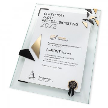 Glaszertifikat - Goldenes Unternehmen - Vertikal - Farbiger UV-Druck - DUV078