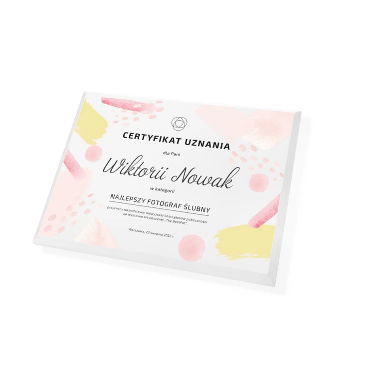 Zertifikat der Anerkennung - matte weiße Unterlage mit UV-Druck - DS042