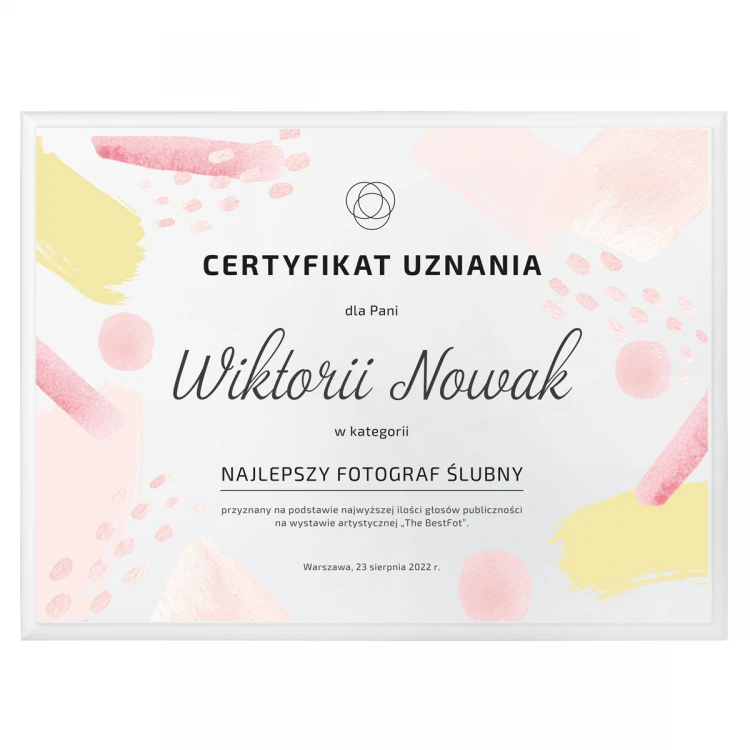 Zertifikat der Anerkennung - matte weiße Unterlage mit UV-Druck - DS042