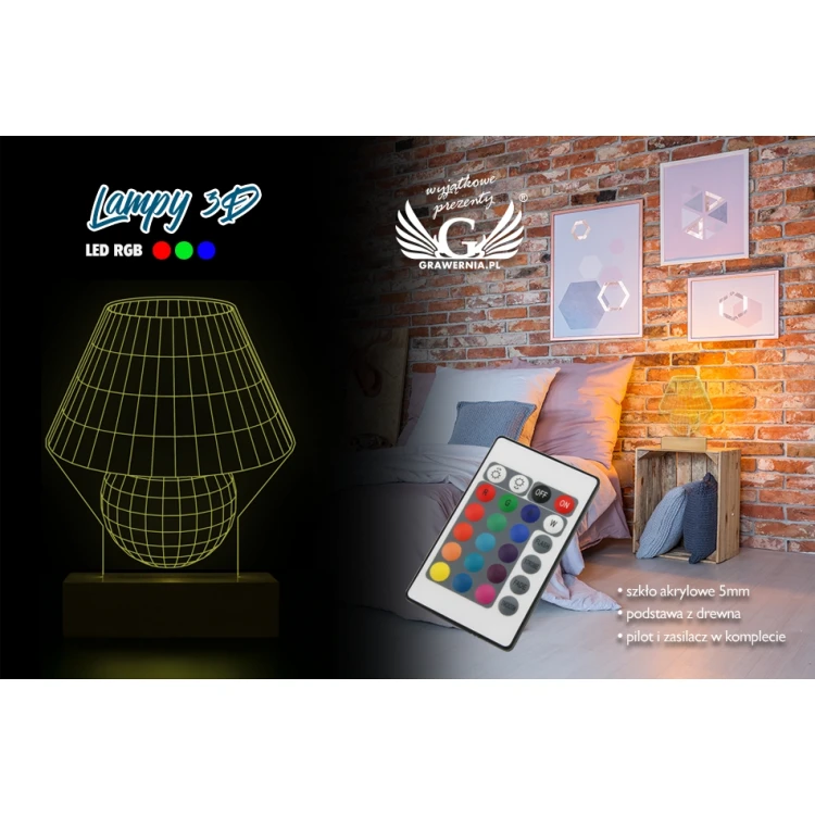 Classic - 3D LED RGB Lampe mit Fernbedienung - L3D013