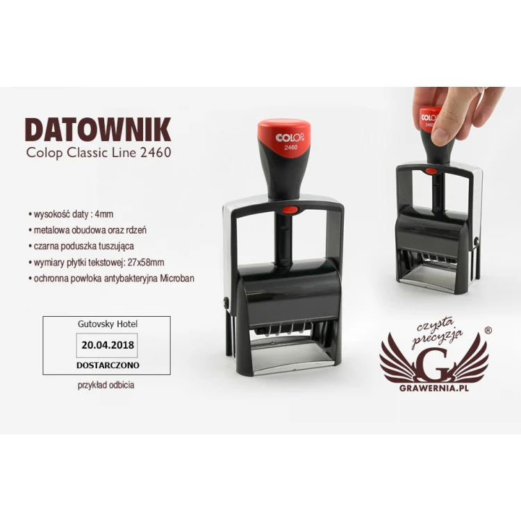 Datumsstempel mit Stempel Colop Classic Line 2460 - Abdruckgröße: 27x58mm - COL011