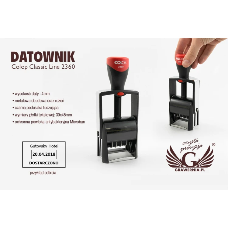 Datumsstempel mit Stempel Colop Classic Line 2360 - Abdruckgröße: 30x45mm - COL012