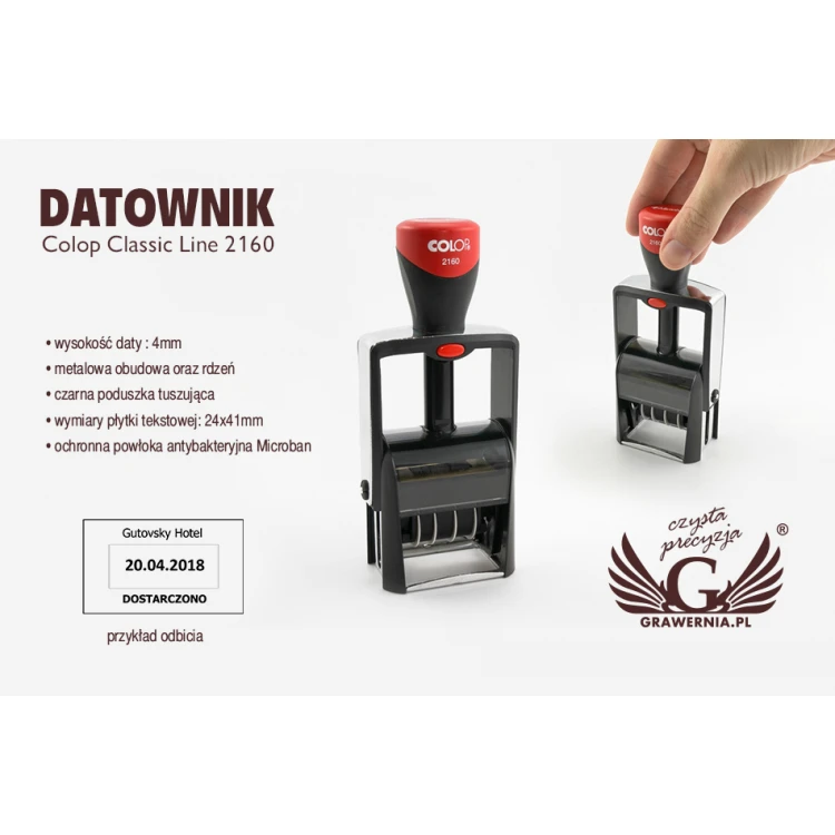 Datumsstempel mit Stempel Colop Classic Line 2160 - Abdruckgröße: 24x41mm - COL013