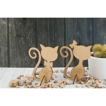 Tischdekorationen für die Hochzeit - Herr und Frau Katze - lasergraviert - DEK007