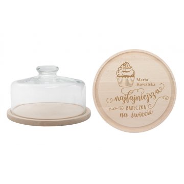 Graviertes Brett mit Haube - groß - die coolste Cupcake der Welt - PAT010