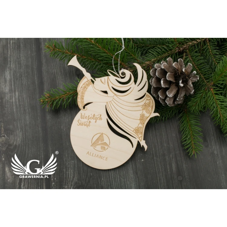 Holz Christbaumkugel Engel - Größe 106x114mm - individuelle Gravur - BDR023