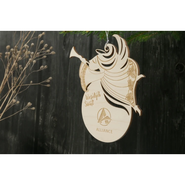 Holz Christbaumkugel Engel - Größe 106x114mm - individuelle Gravur - BDR023