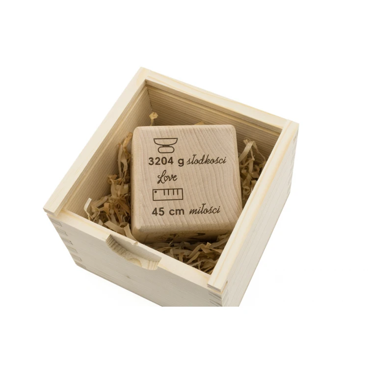 Holzwürfel mit Kindesmetrik in einer Holzbox mit Gravur - Taufgeschenk - KSD003