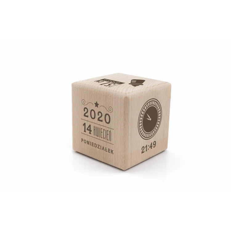 Holzwürfel mit Kindesmetrik in einer Holzbox mit Gravur - Taufgeschenk - KSD005
