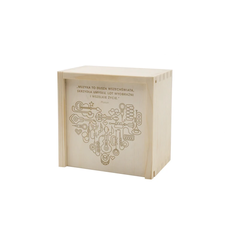 Holzwürfel mit Kindesmetrik in einer Holzbox mit Gravur - Taufgeschenk - KSD009