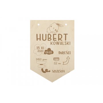 Holz-Messlatte für Kinder, lasergraviert - Taufgeschenk - MET004