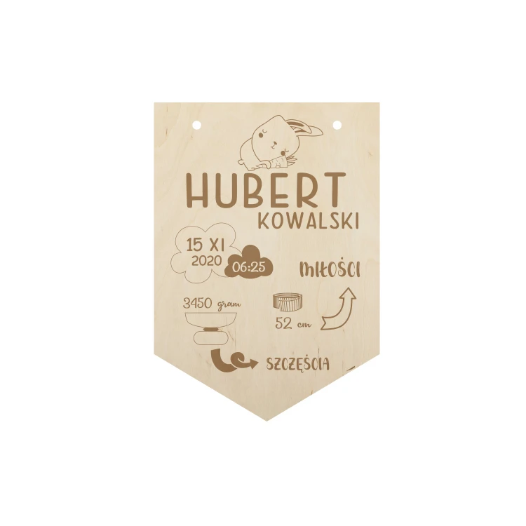 Holz-Messlatte für Kinder, lasergraviert - Taufgeschenk - MET004