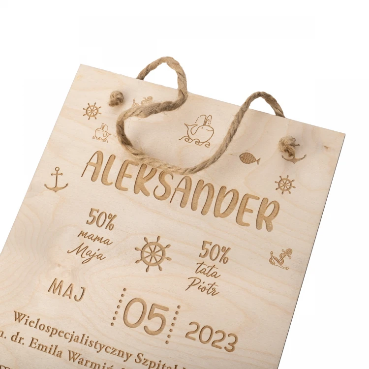 Holz-Messlatte für Kinder, lasergraviert - Taufgeschenk - MET001