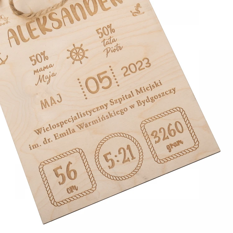 Holz-Messlatte für Kinder, lasergraviert - Taufgeschenk - MET001
